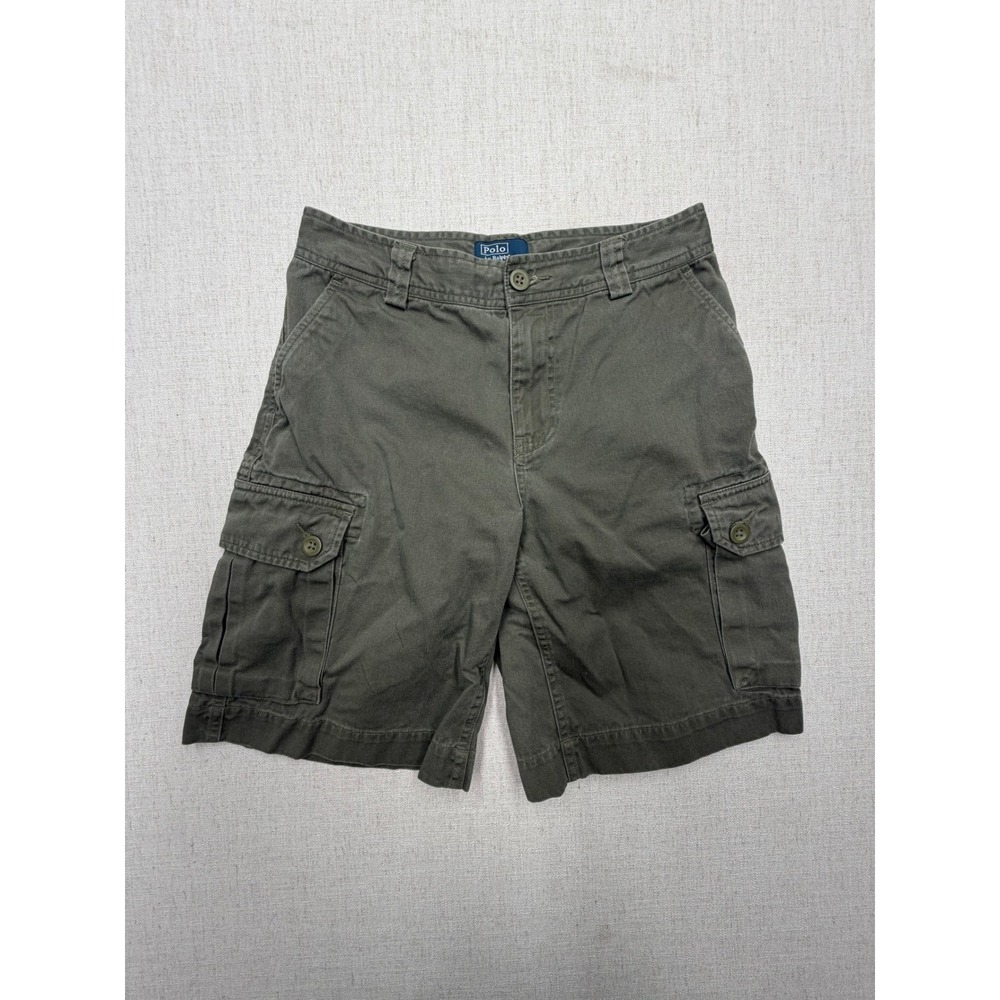 Polo Ralph Lauren Boys Olive Green Cotton Cargo Shorts Size 14 323123434